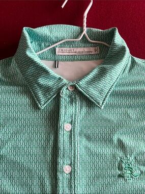 Criquet Men’s Mint Green Patterned Polo Shirt